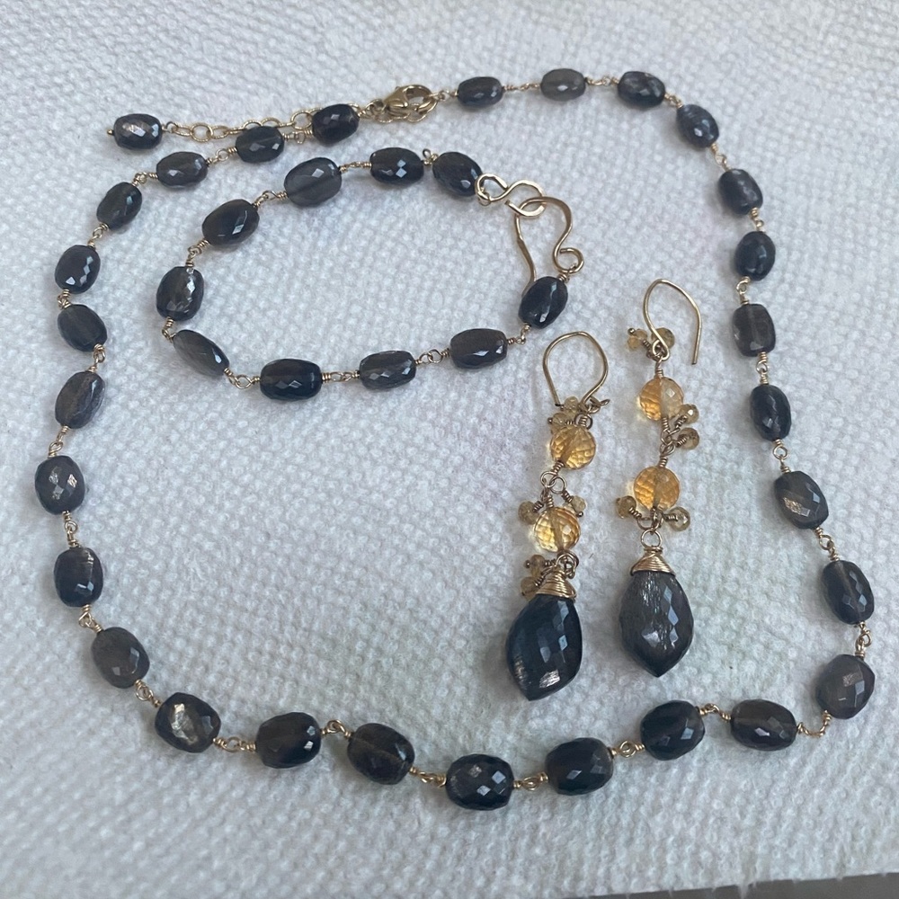 🌑Black Moonstone and Citrine Jewelry Set🌑